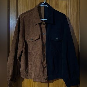 Two Tone Shein Button Jacket